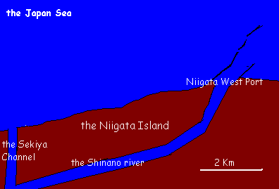 the map of central Niigata and the Shinano River