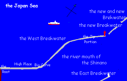 the map of the west breakwater of Niigata West Port